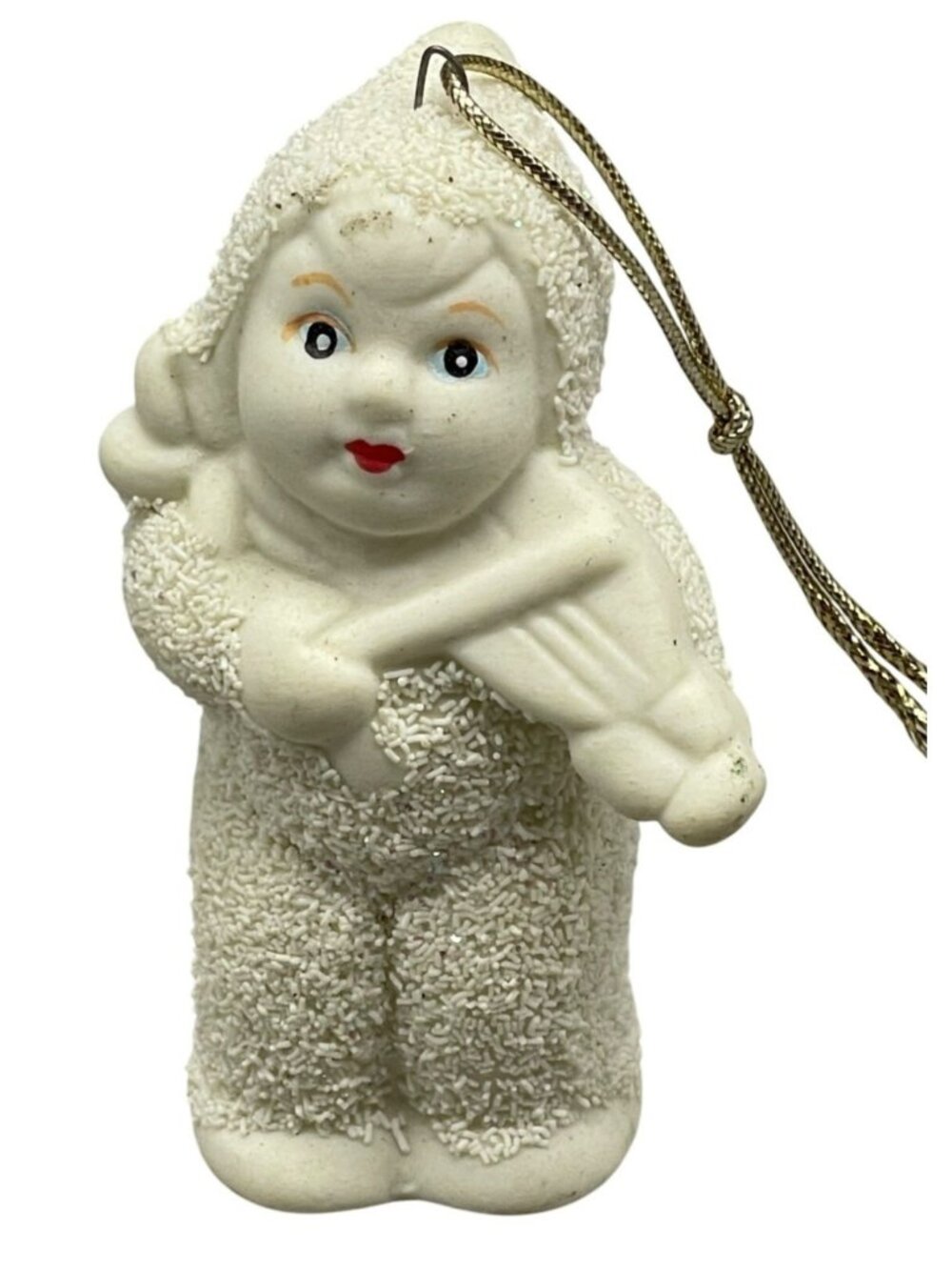 Christmas Snowbabe tree Ornaments Department 56 violin white sparkle glass 3" RE